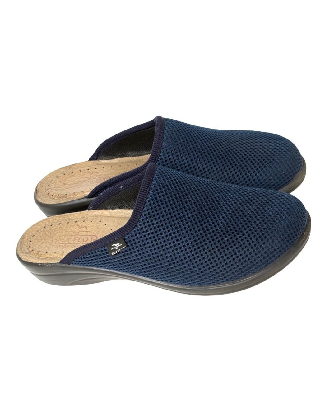 Flyflot Fly Flot Womens 39 8 Blue Mesh Slip On Clog Mules Wedge Anatomic Lightwe